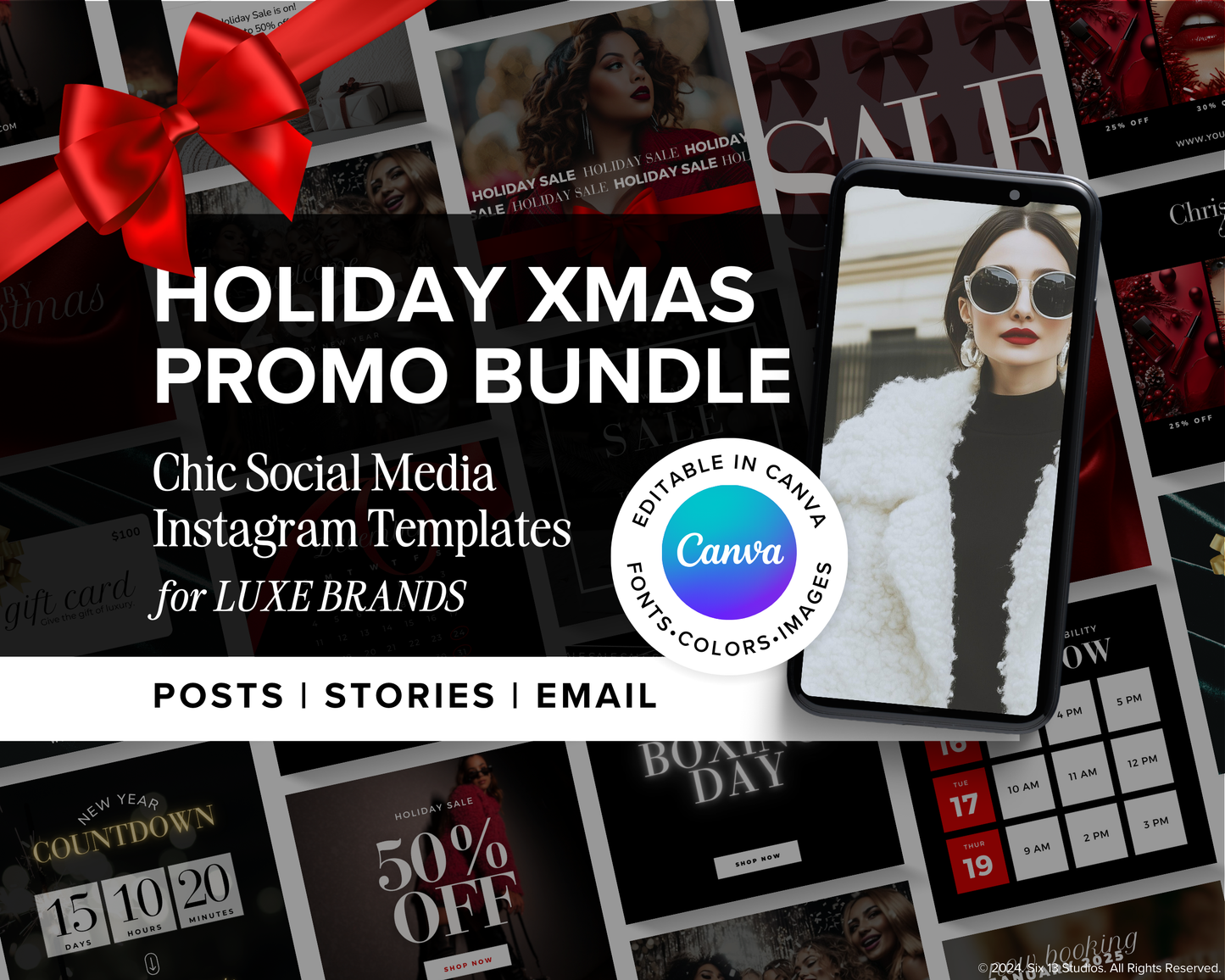 Christmas Holiday Sale Promo Bundle - Chic Social Media Instagram Templates (Canva)