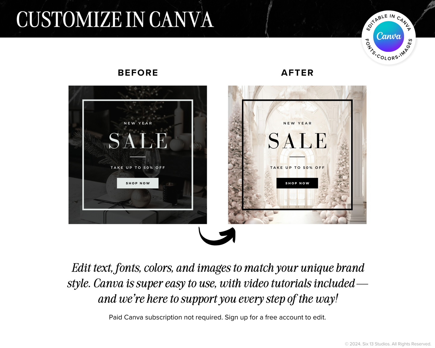 Christmas Holiday Sale Promo Bundle - Chic Social Media Instagram Templates (Canva)