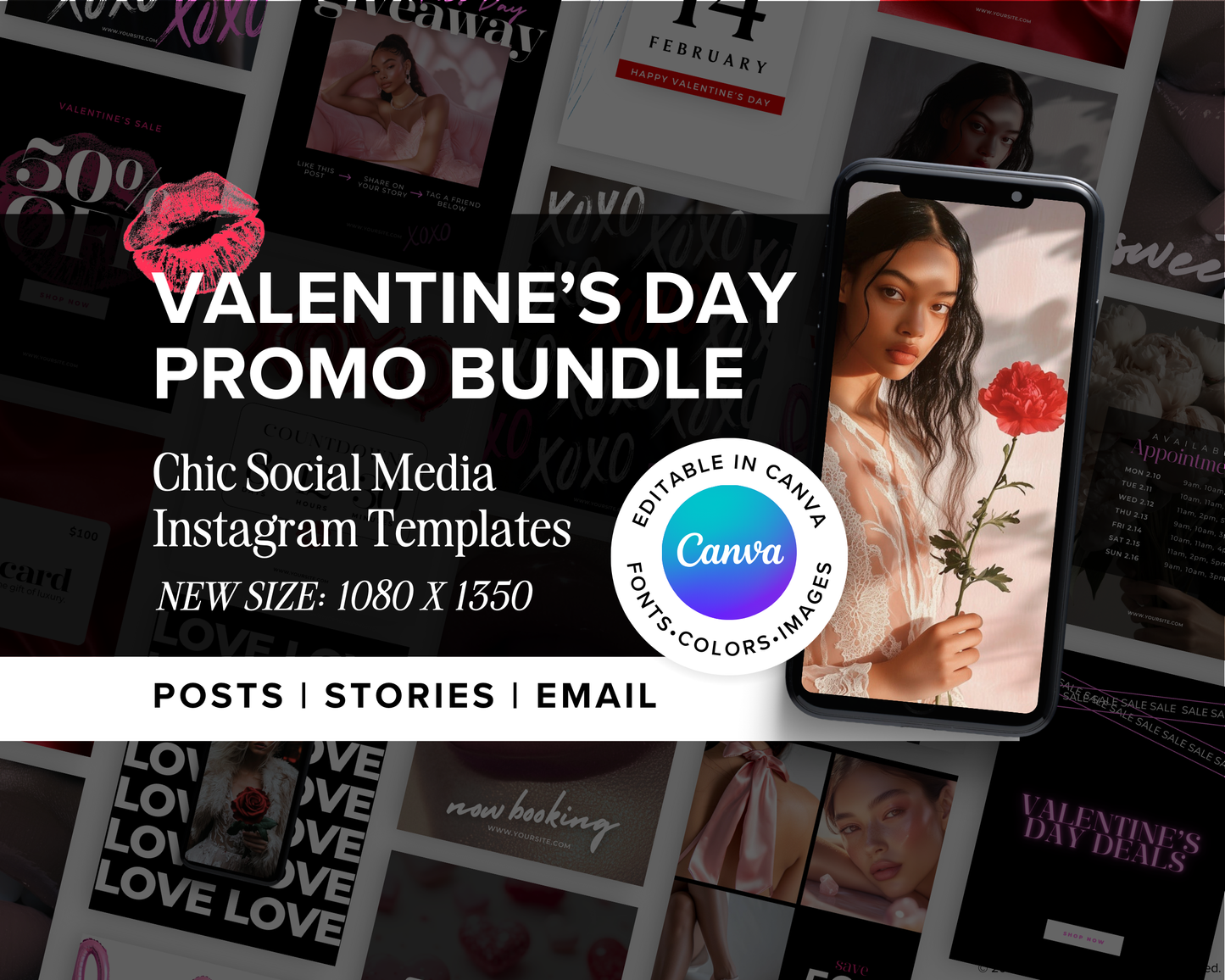 Valentine's Day Promo Bundle - Chic Social Media Instagram Templates (Canva)