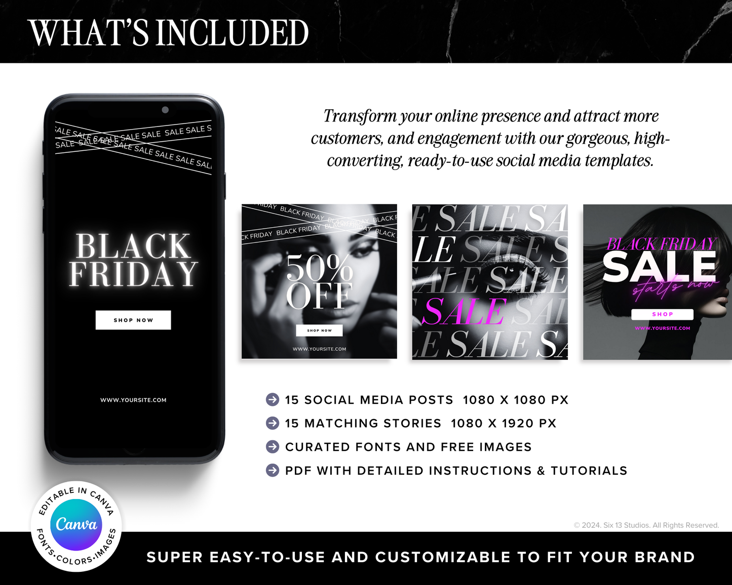 Black Friday Promo Bundle - Chic Social Media Instagram Templates (Canva)