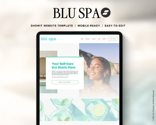Blu Spa Showit Website Template for Spas Wellness Estheticians Beauty Health Professionals - Mobile Friendly