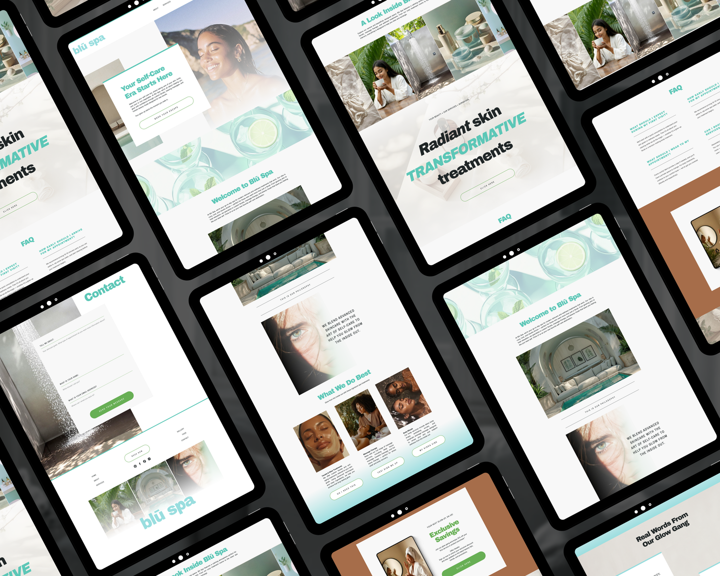 Blu Spa Showit Website Template for Spas Wellness Estheticians Beauty Health Professionals - Mobile Friendly