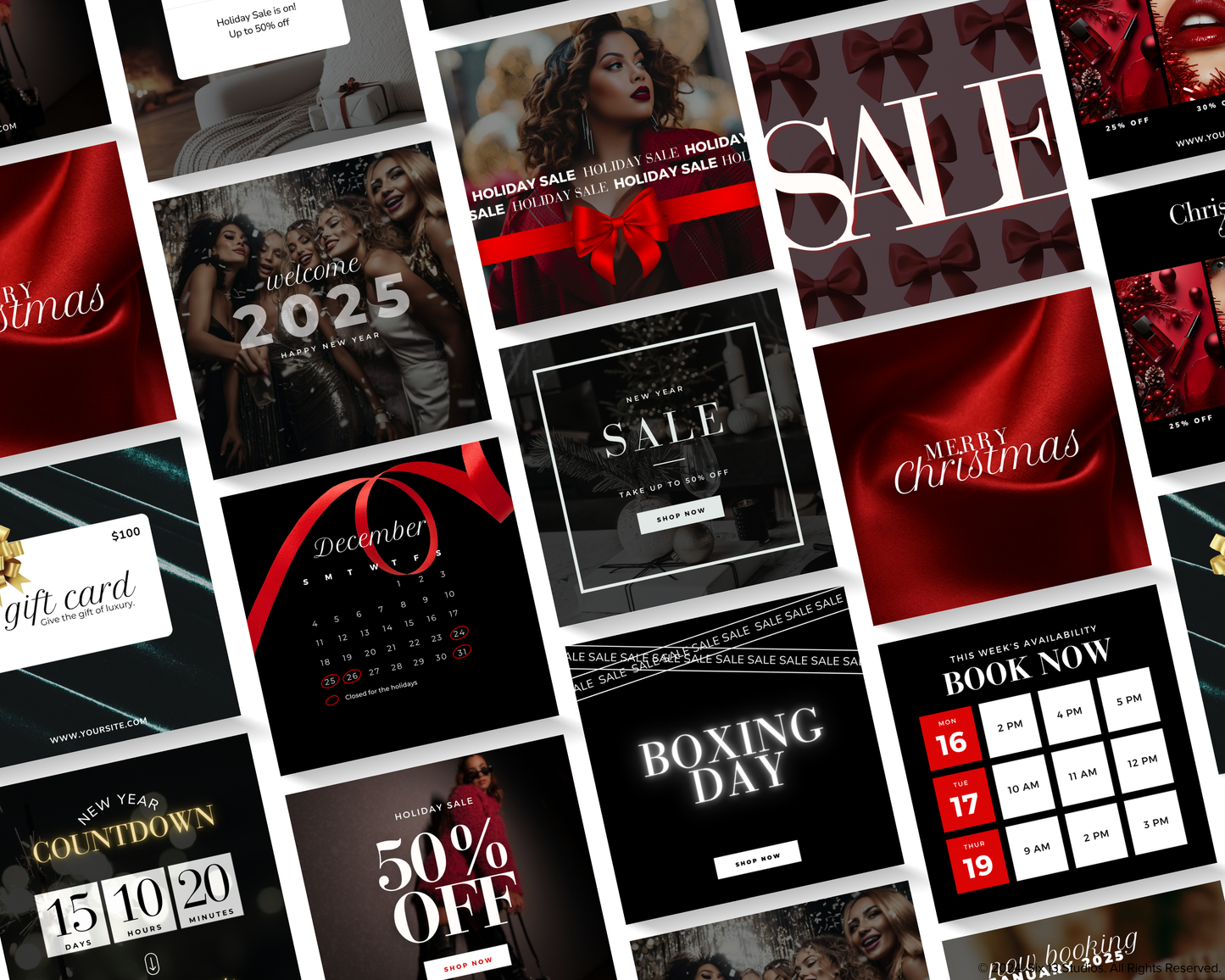 Christmas Holiday Sale Promo Bundle - Chic Social Media Instagram Templates (Canva)