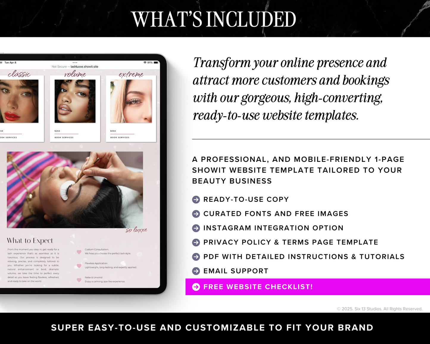 Lash Luxxe Showit Website Template for Lash Artists & Beauty Pros – Mobile Friendly