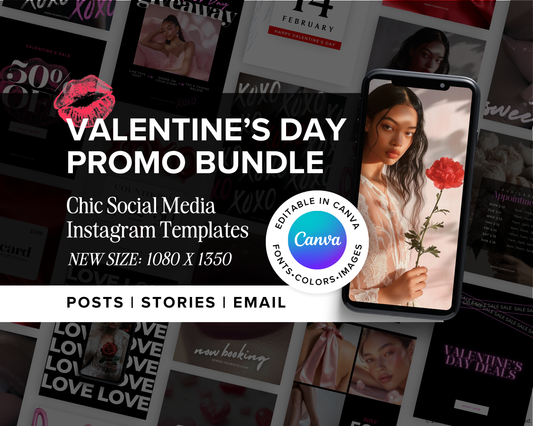Valentine's Day Promo Bundle - Chic Social Media Instagram Templates (Canva)